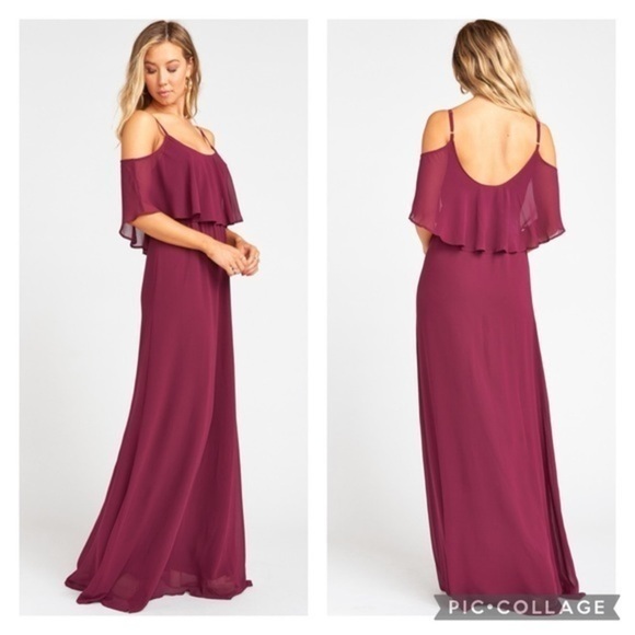 Show Me Your MuMu Dresses & Skirts - SMYM Caitlin Ruffle Maxi Dress in Merlot Chiffon
